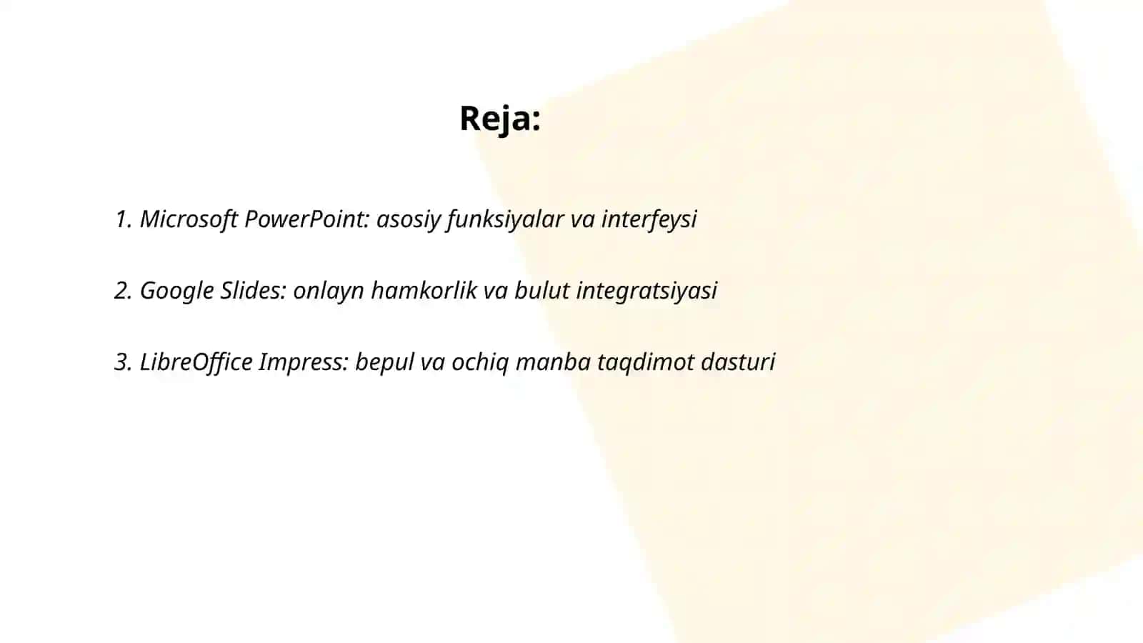 TAQDIMOT dasturlari pover point tozskuy va boshqalar dasturlari 2