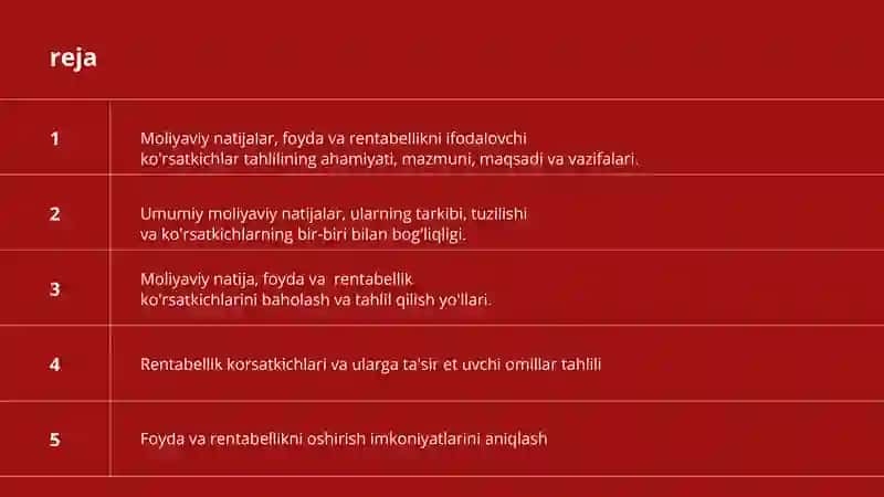 Moliyaviy natijalar va rentabellik tahlili 2