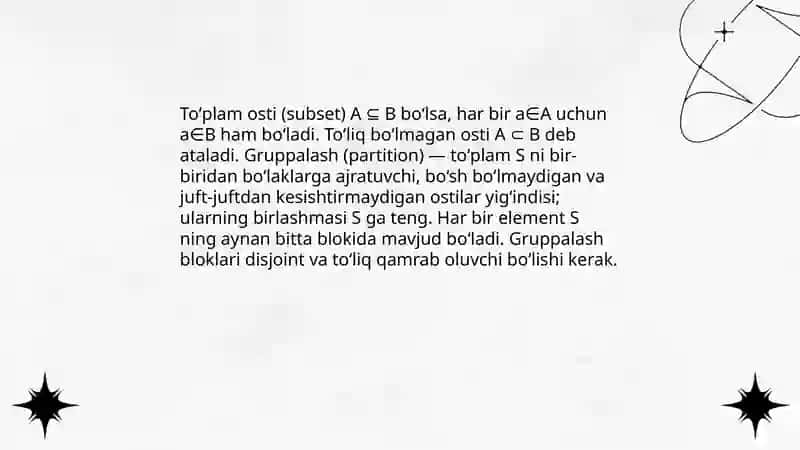 Gruppalash va Toʻplam Osti Tushunchasi 3