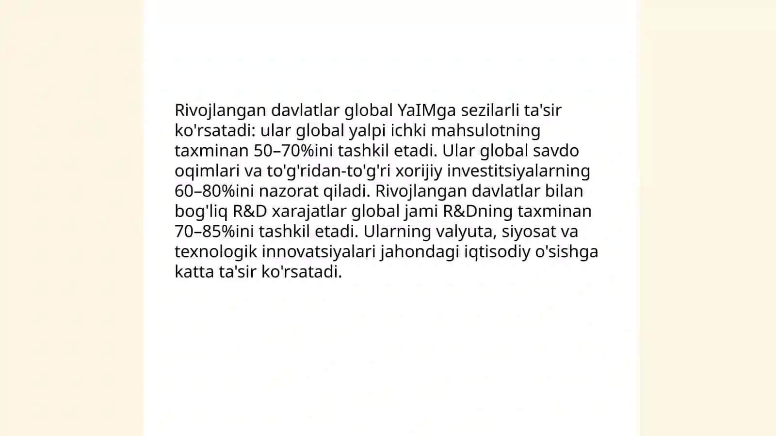 Jahon xo'jaligida rivojlangan davlatlarning o'rni 3