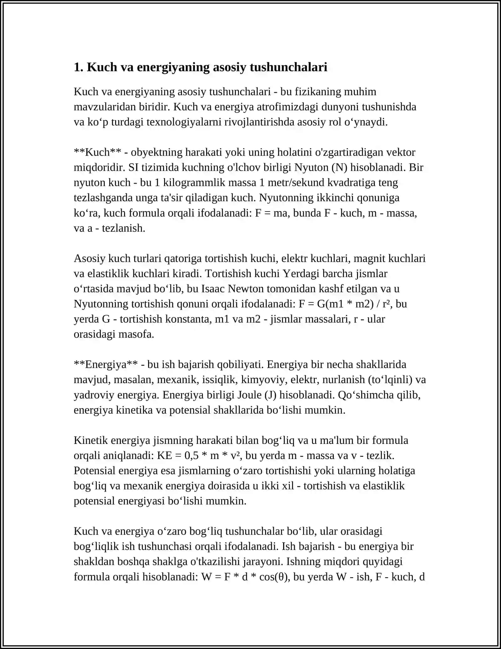 KUCH. KUCH VA ENERSIYA MONOMERI 3