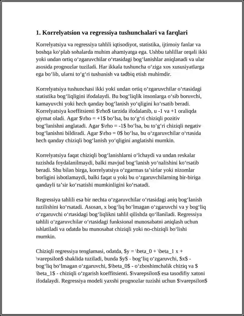 KORRELYATSION VA REGRESSION TAHLIL 3