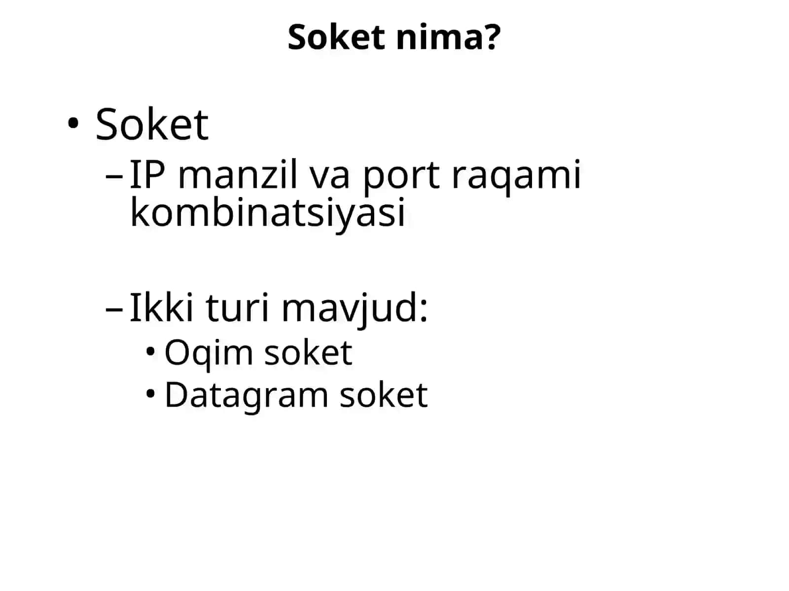 Tarmoqni dasturlashda soketlar 3