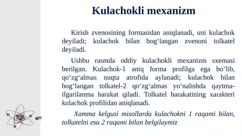 Kulachokli mexanizmlar 3