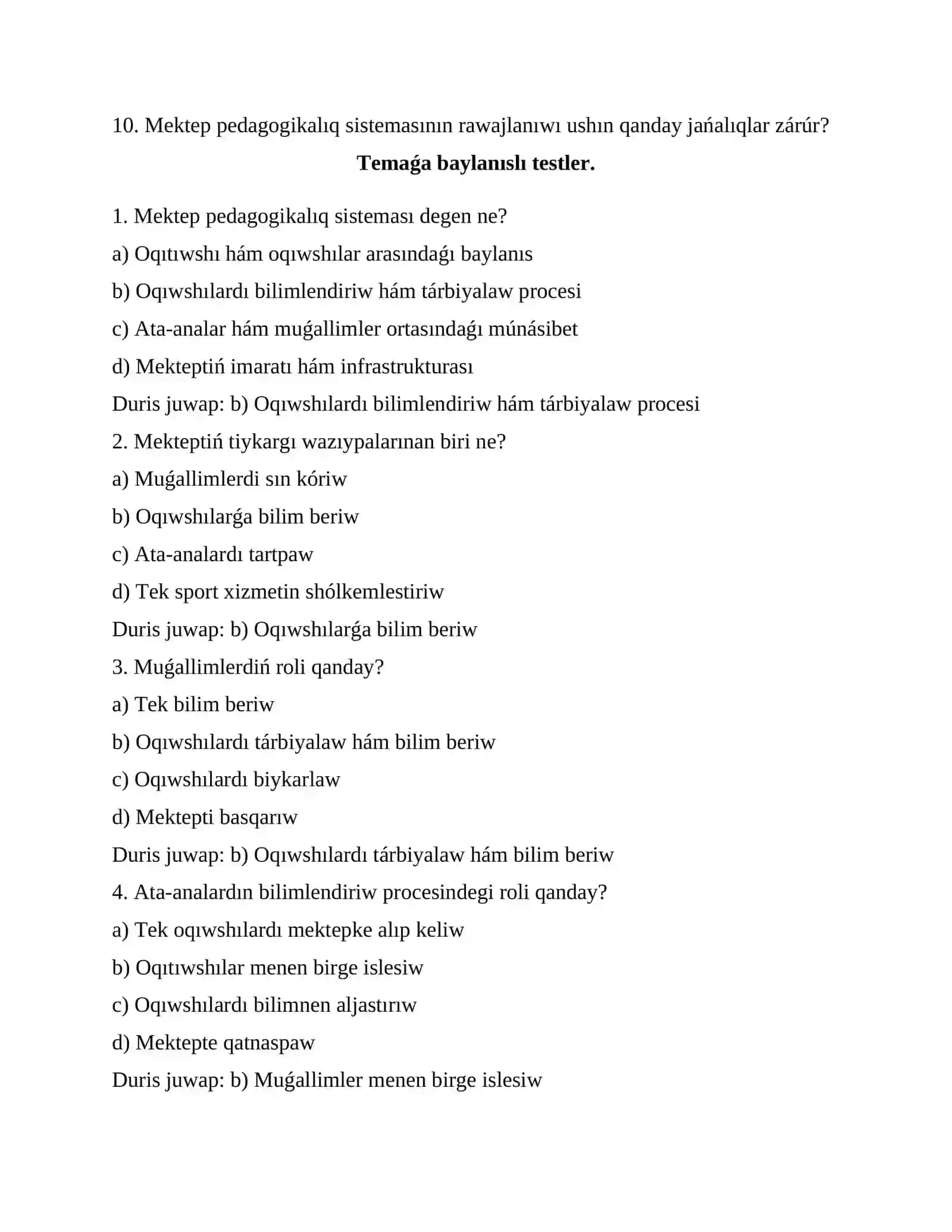 Mektep pedagogikalıq sistema sıpatında 3