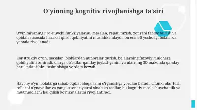 Bolalar o'yinlarining psixalogik asoslari 3