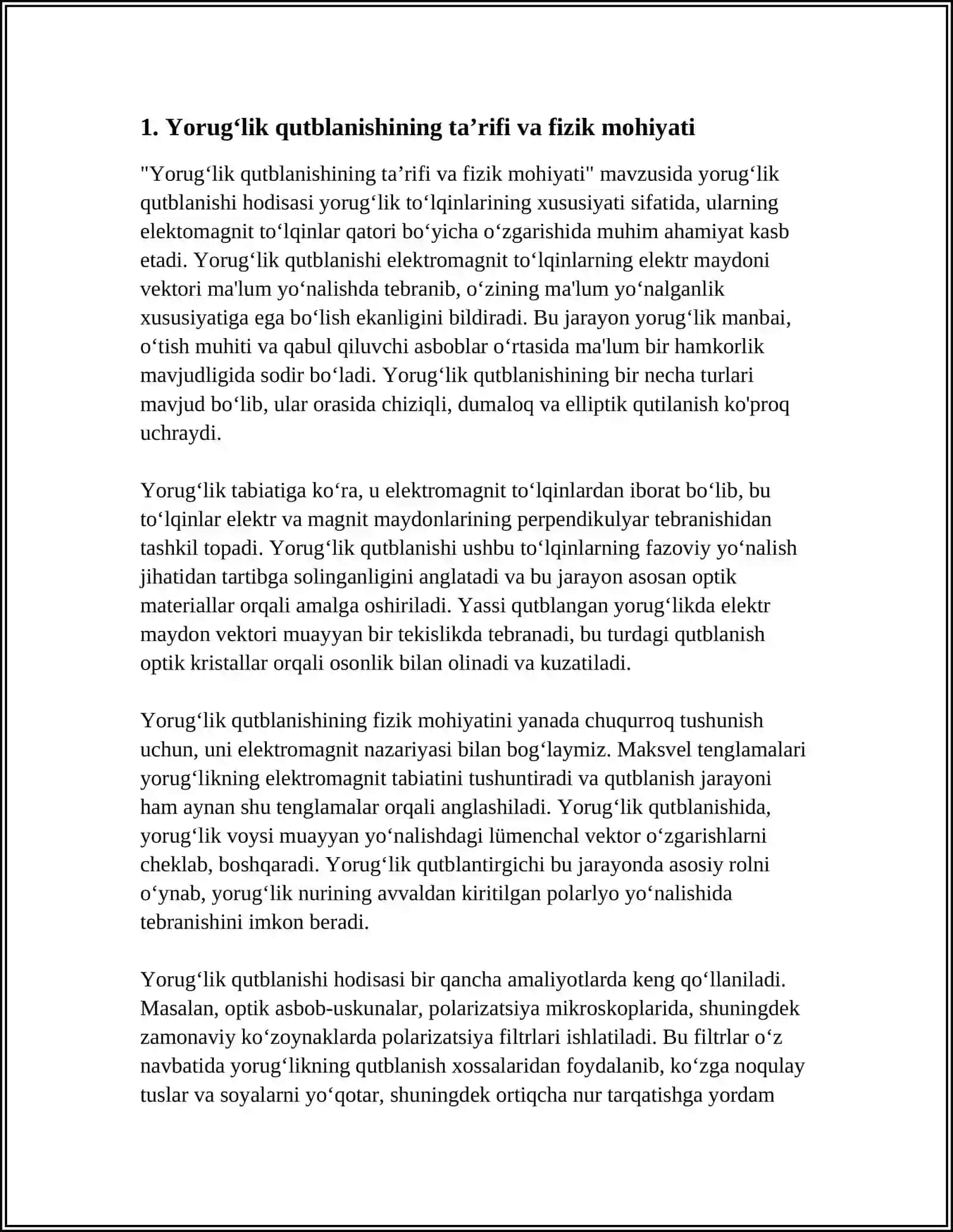 Yorugʻlik Qutblanishi 3