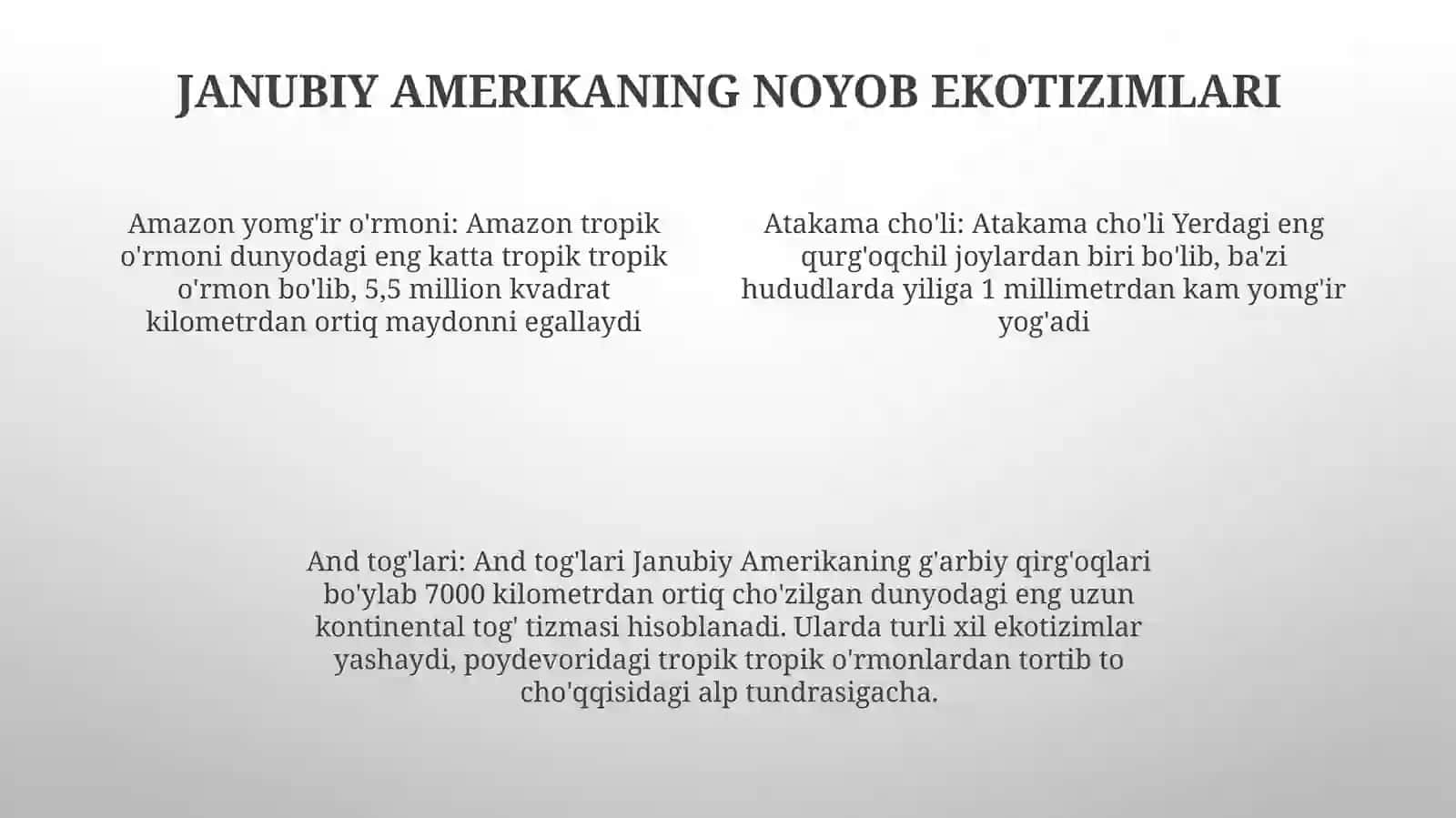 Janubiy Amerika Milliy Bogʻ Va QoʻRiqxonalari 3