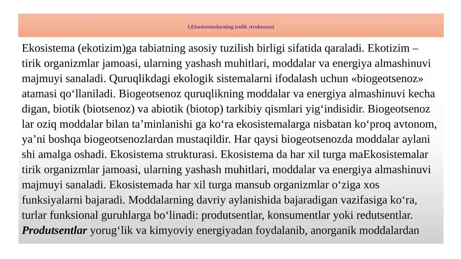 Ekosistemalarning trofik strukturasi 3
