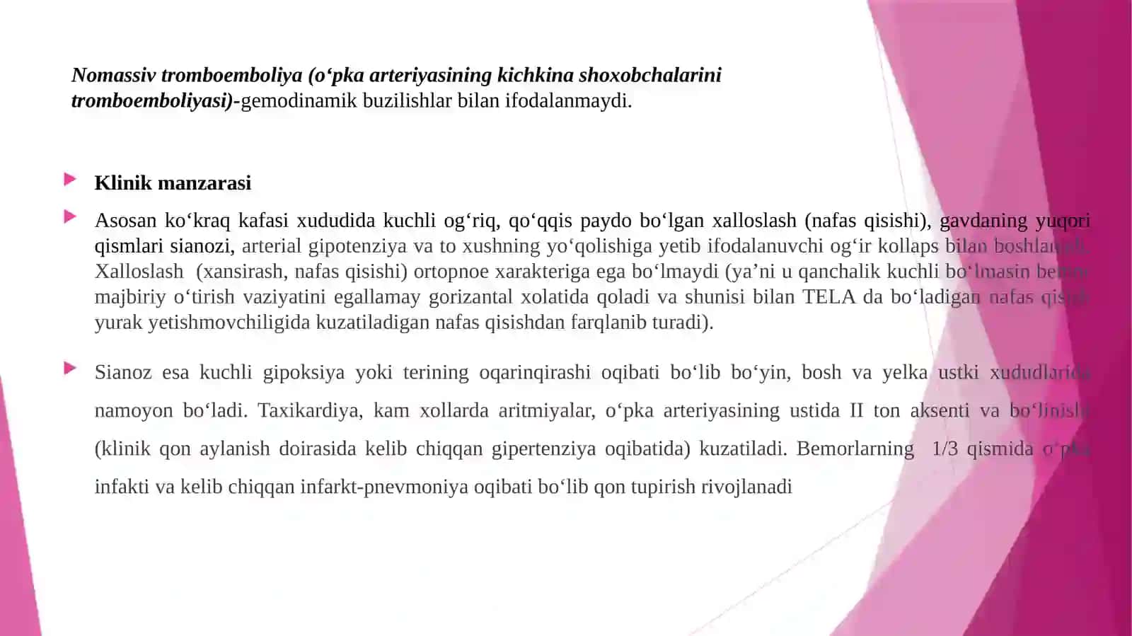 O‘PKA arteriYaSINING TromboemboLIYaSI 3