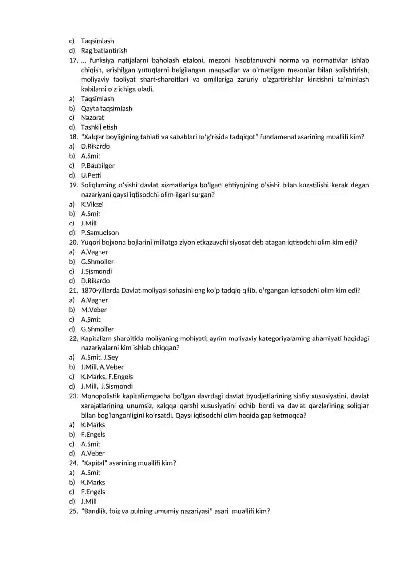 Test davlat moliyasi 100 ta 3