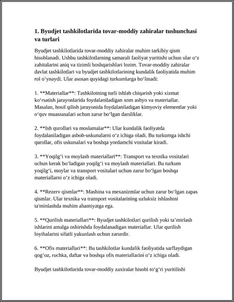 BYUDJET TASHKILOTLAIDA TOVAR MODDIY ZAHIRALAR HISOBI 3