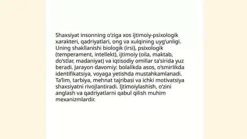 Shaxsiyat va uning shakllanishi 3
