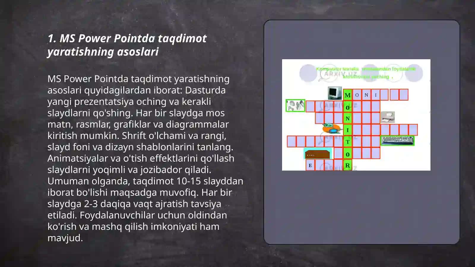 MS Power Pointda taqdimot yaratishning asoslari 3