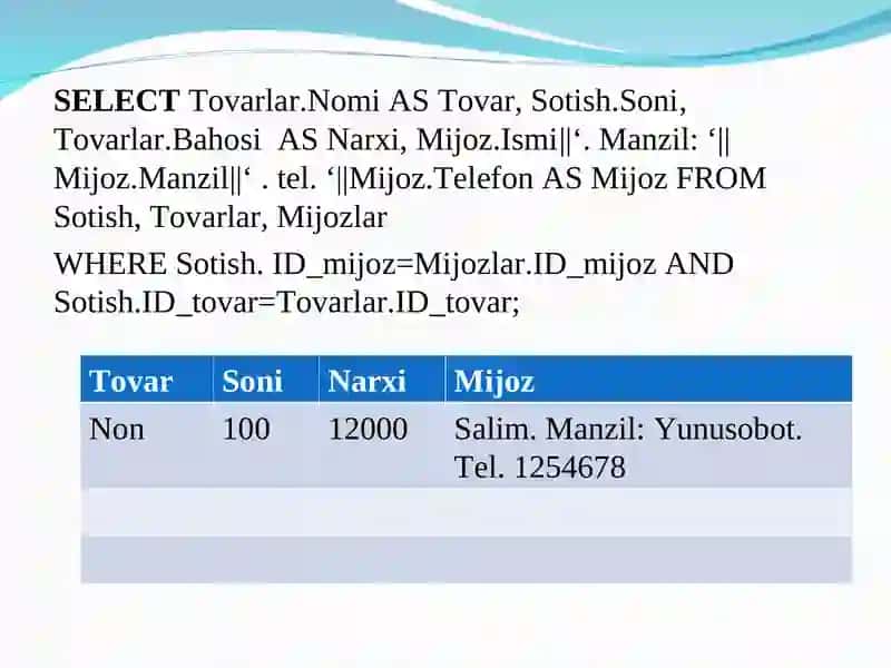 Tashkil qilish nuqtai nazaridan ma’lumot bazasini tarkibiga olish 3