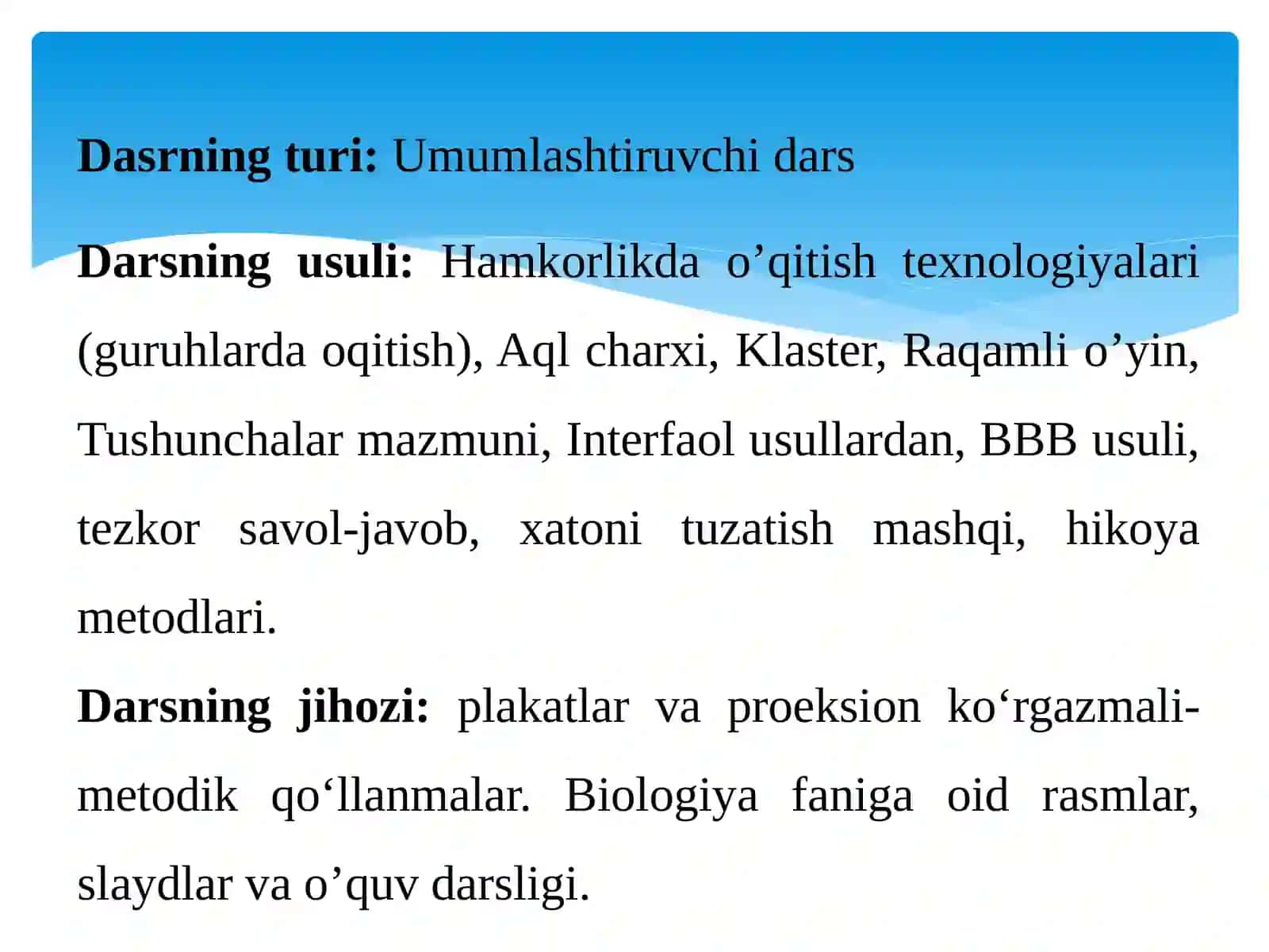 8-sinf Biologiya Leykositlar mavzusida ochiq dars ishlanma 3