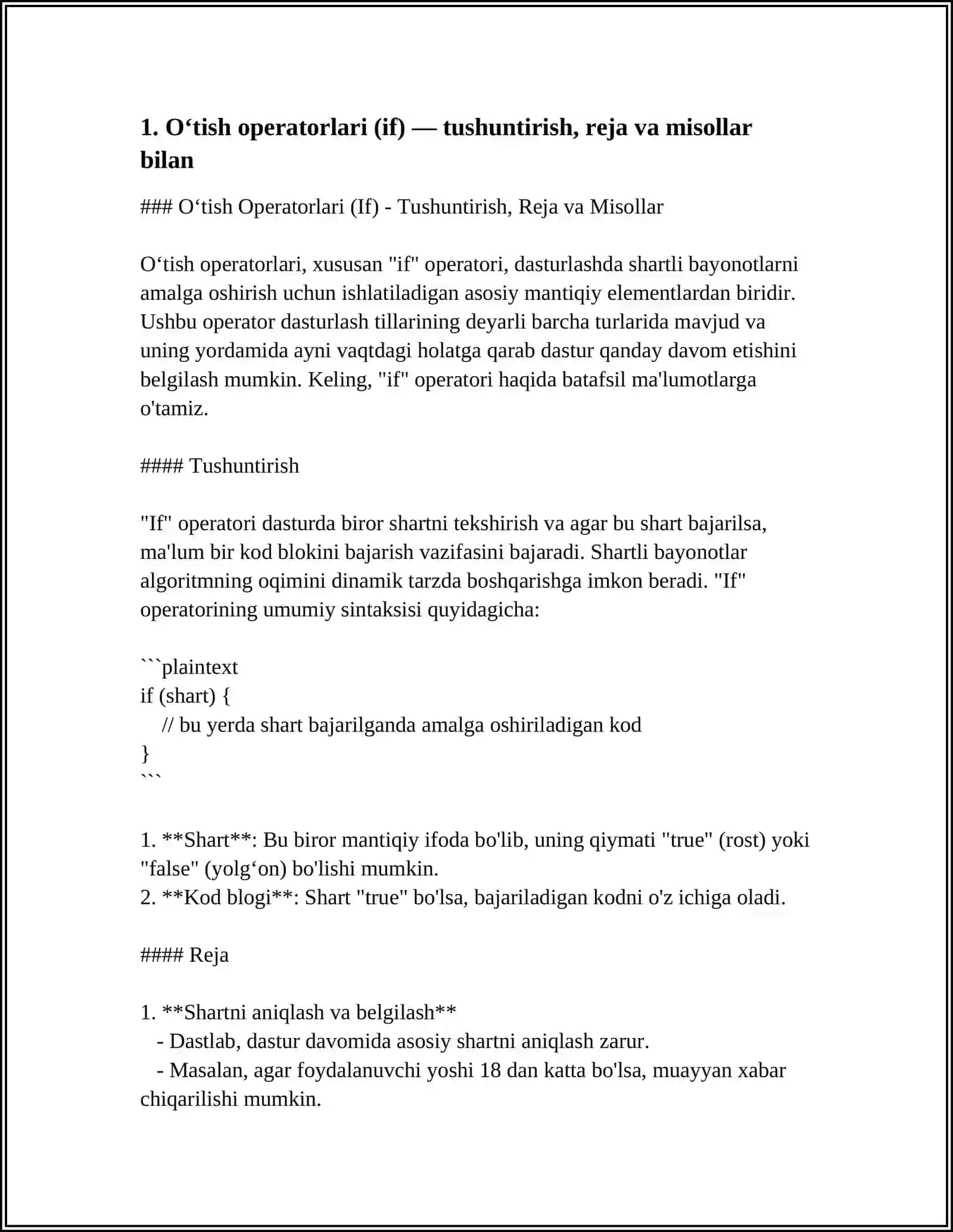 OʻTISH OPERATORLARI HAQIDA REJA MISOLLAR BILAN 3
