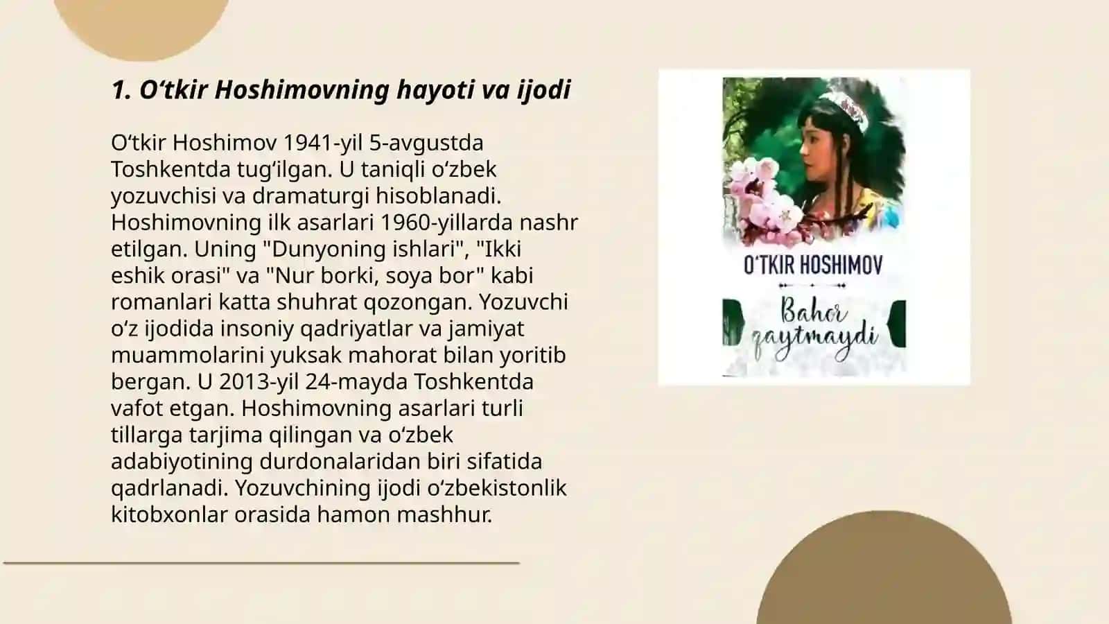 Hoshimovning' Bahor qaytmaydi 3