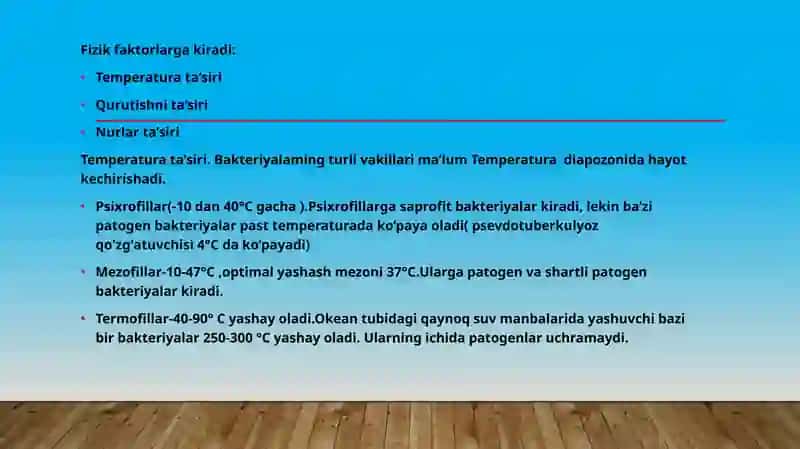 Tashqi muhit omillarining mikroorganizmlarning hayot faoliyati 3