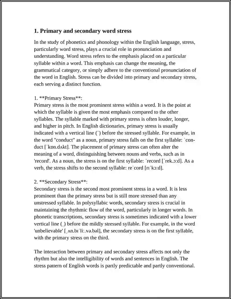 Word stress patterns in English 3