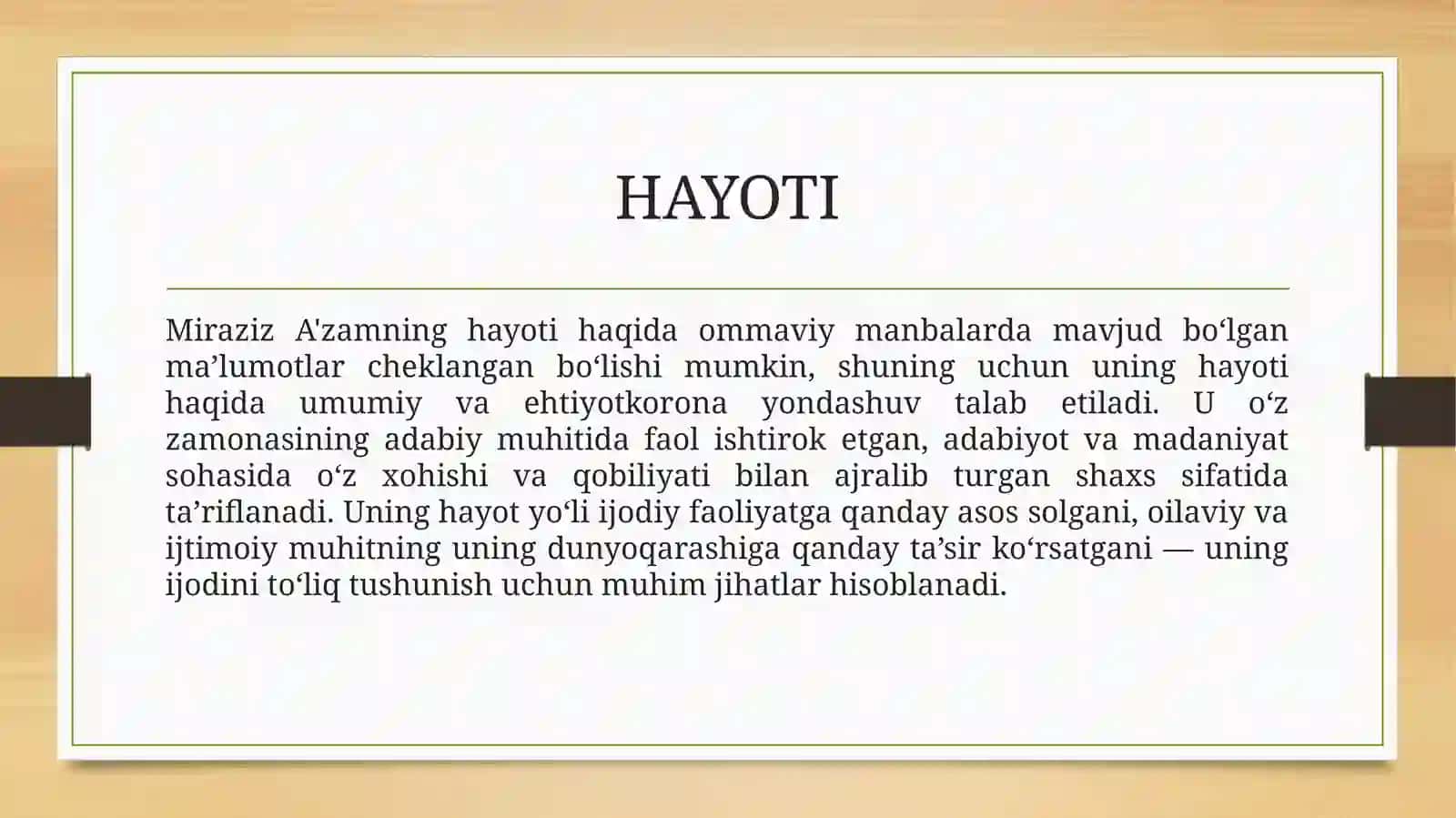 Miraziz A'zam hayoti va ijodi 3