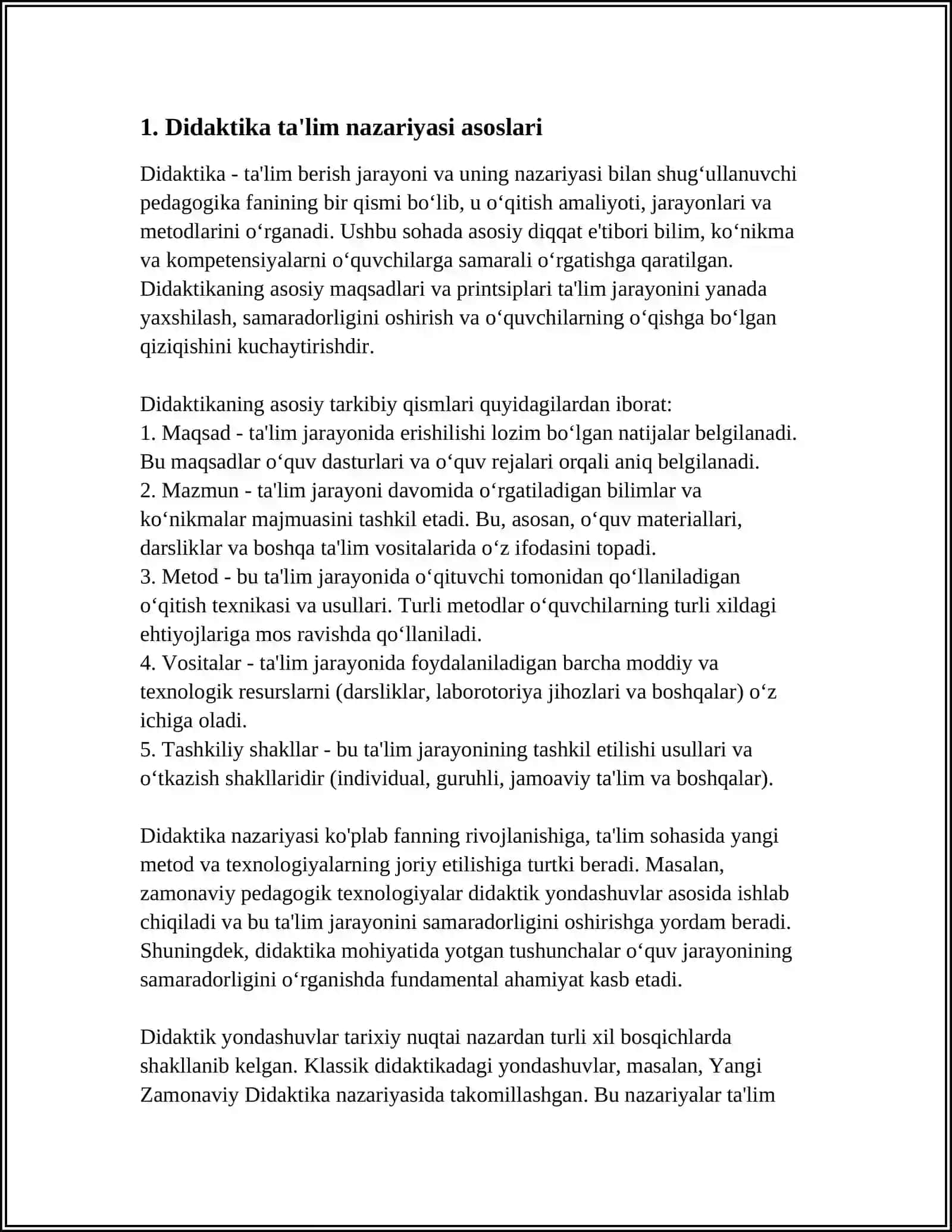 DIDAKTIKA TA'LIM NAZARIYASI 3