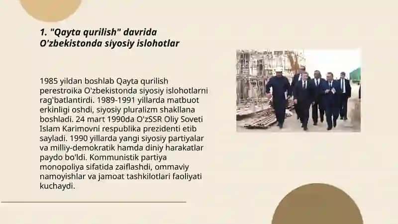 Qayta qurilish: O'zbekistonda siyosiy islohotlar 3
