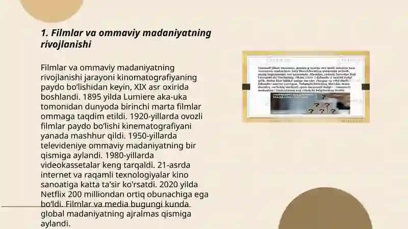 Filmlar va ommaviy madaniyatning rivojlanishi 3