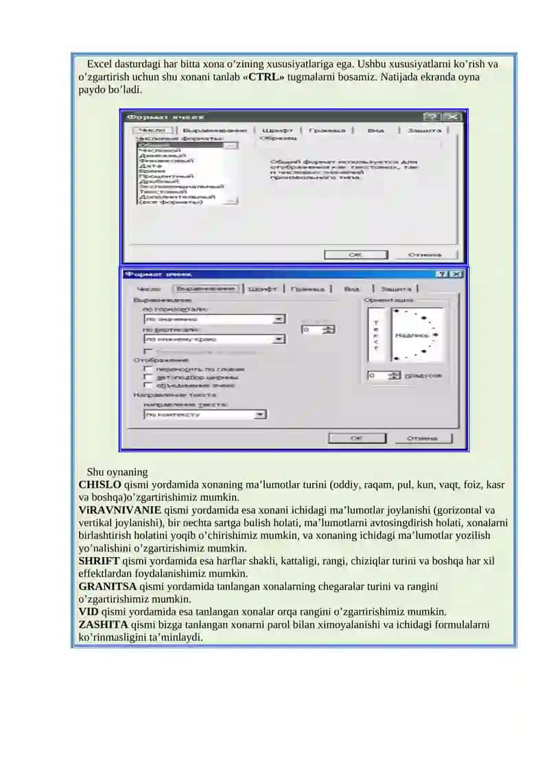 Elektron jadval muharrirlari. MS Excel dasturi 3