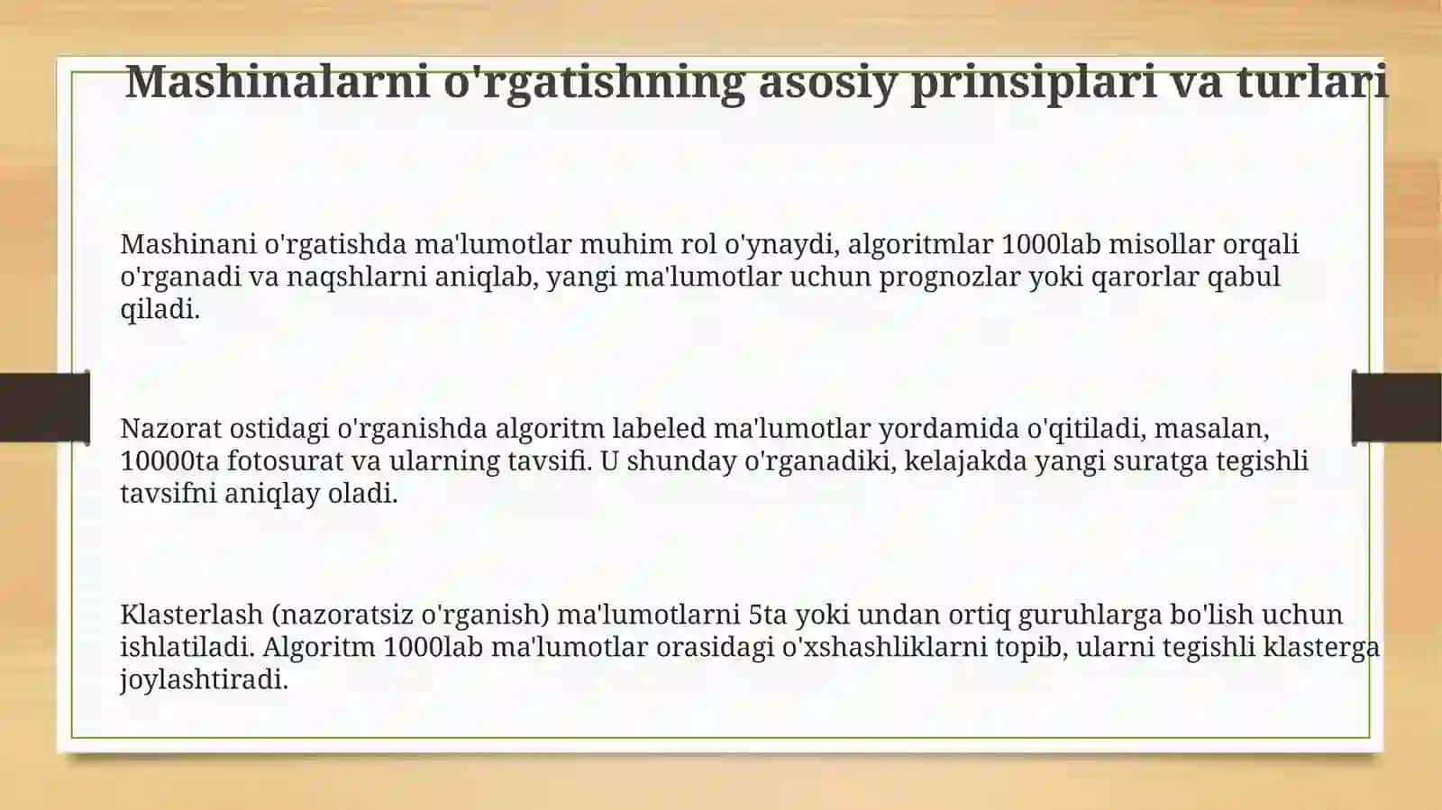 Mashinalarni o'rgatishning asosiy prinsiplari va turlari 3