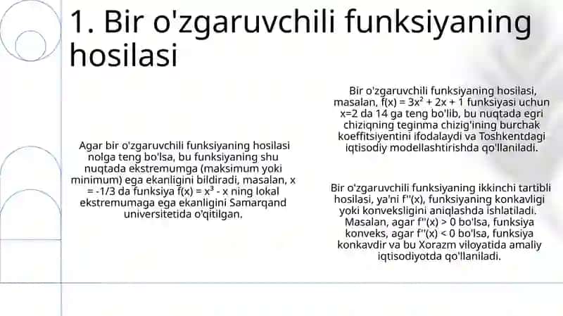 Hosilaning iqtisodiyotga tatbiqi 3