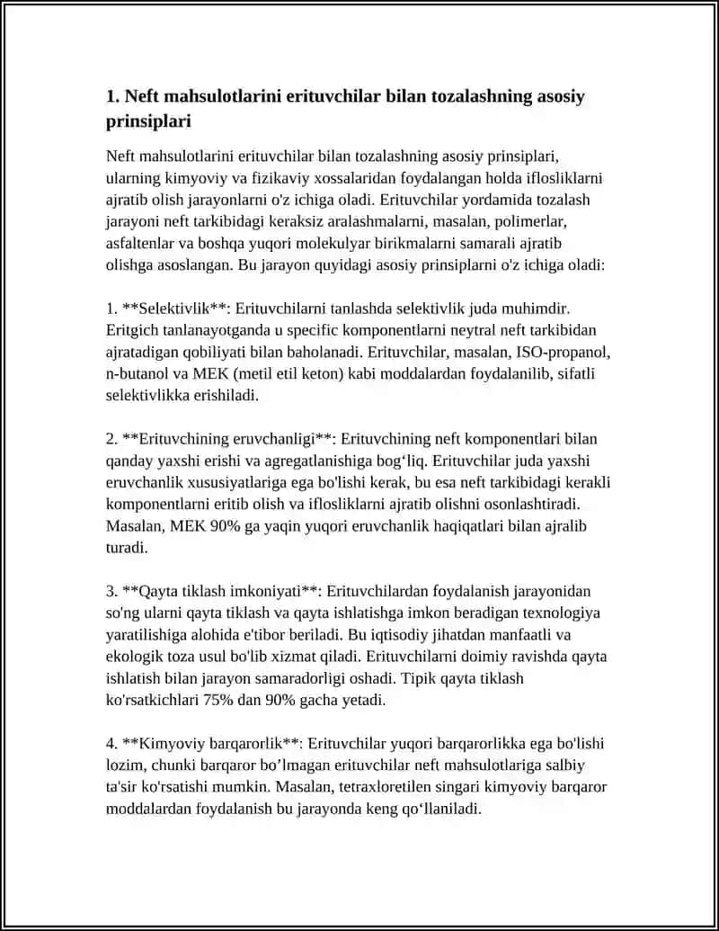 NEFT- MAHSULOTLARINI ERITUVCHILAR BILAN TOZALASH 3