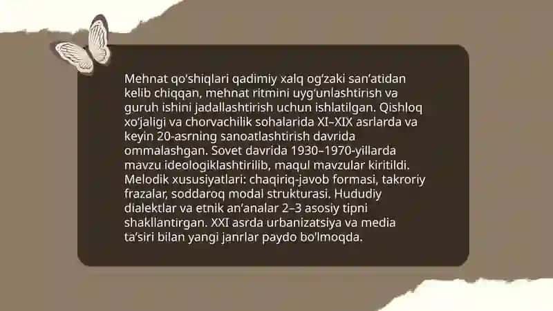 Mehnat qoʻshiqlarining tarixi va badiyati 3