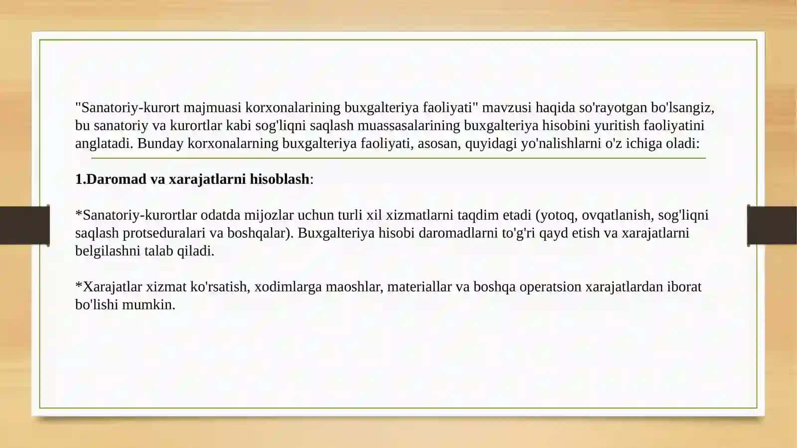 SANATORIY-KURORT MAJMUASI KORXONALARINING BUXGALTERIYA FAOLIYATI 3