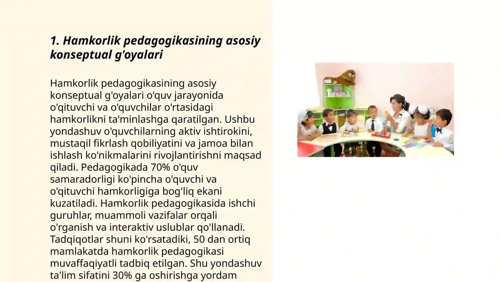 Hamkorlik pedagogikasining konseptual g'oyalari 3