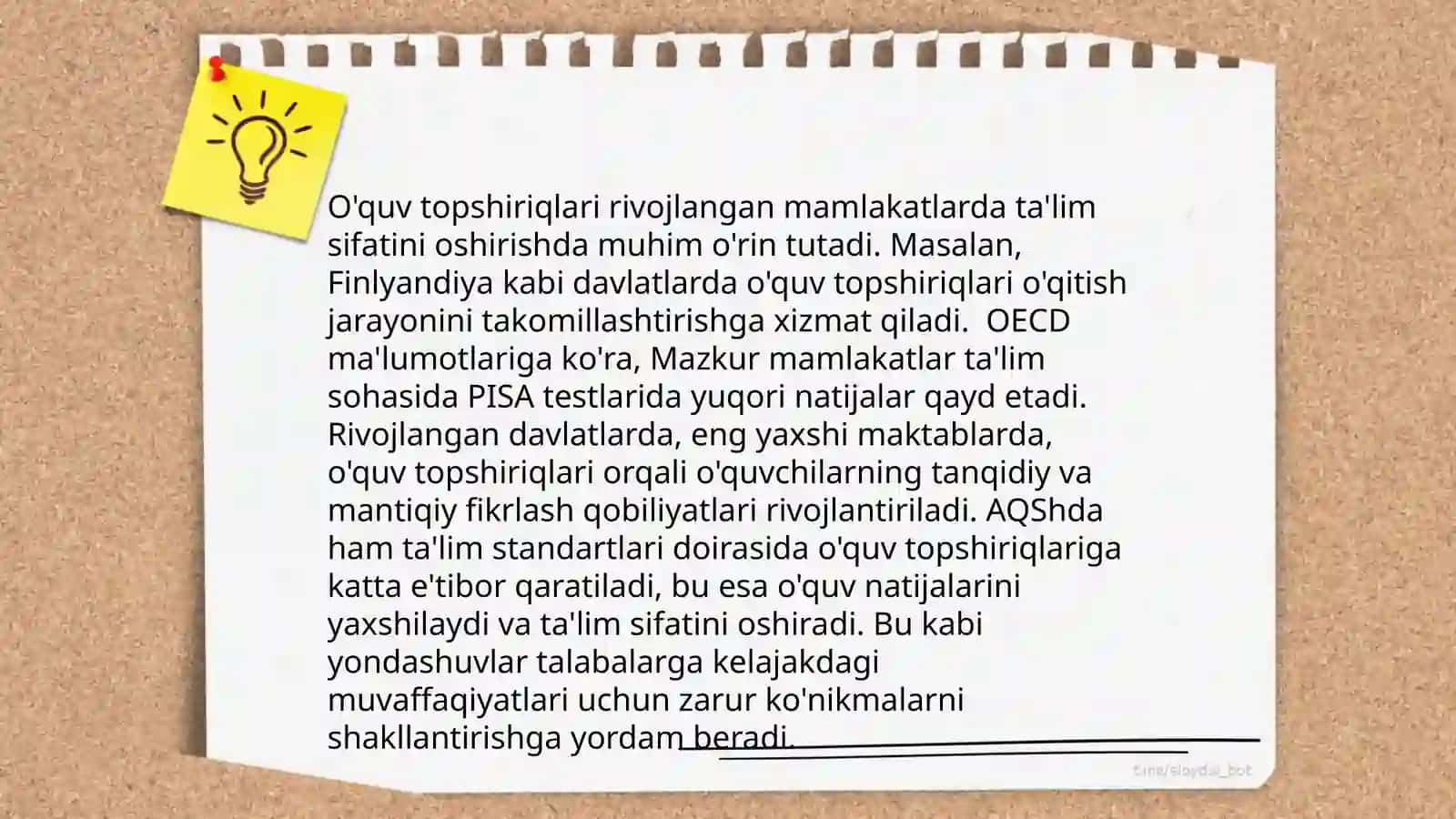 O'quv topshiriqlariga beriladigan etibor 3