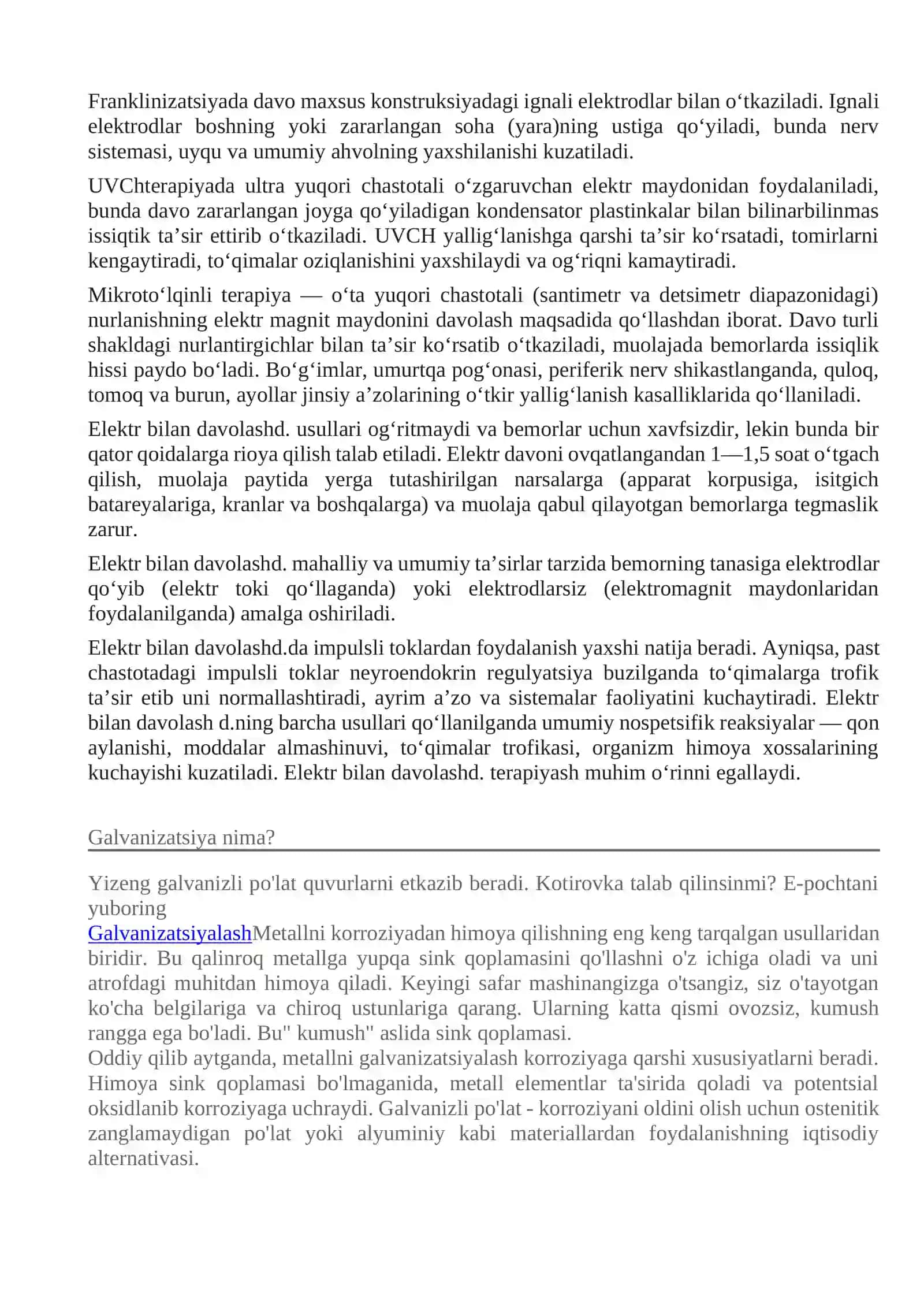 Galvanizatsiya dorivor moddalarning elektroforezi 3