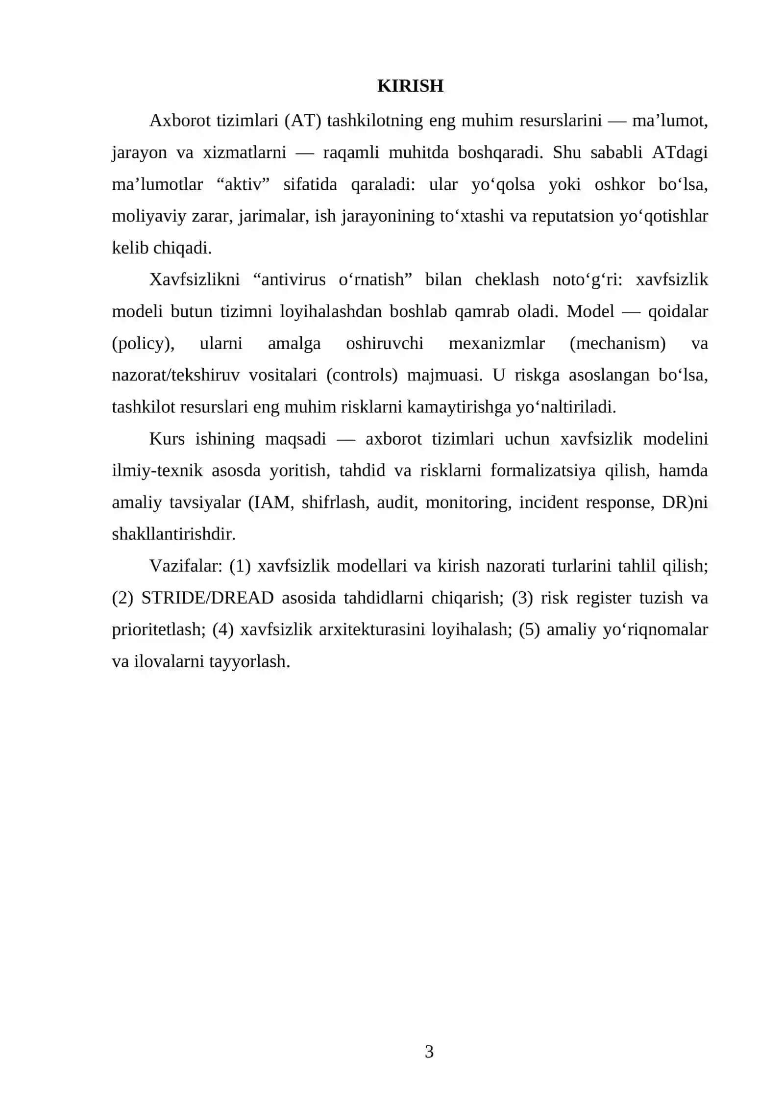 BOB. XAVFSIZLIK MODELLARINING NAZARIY ASOSLARI 3