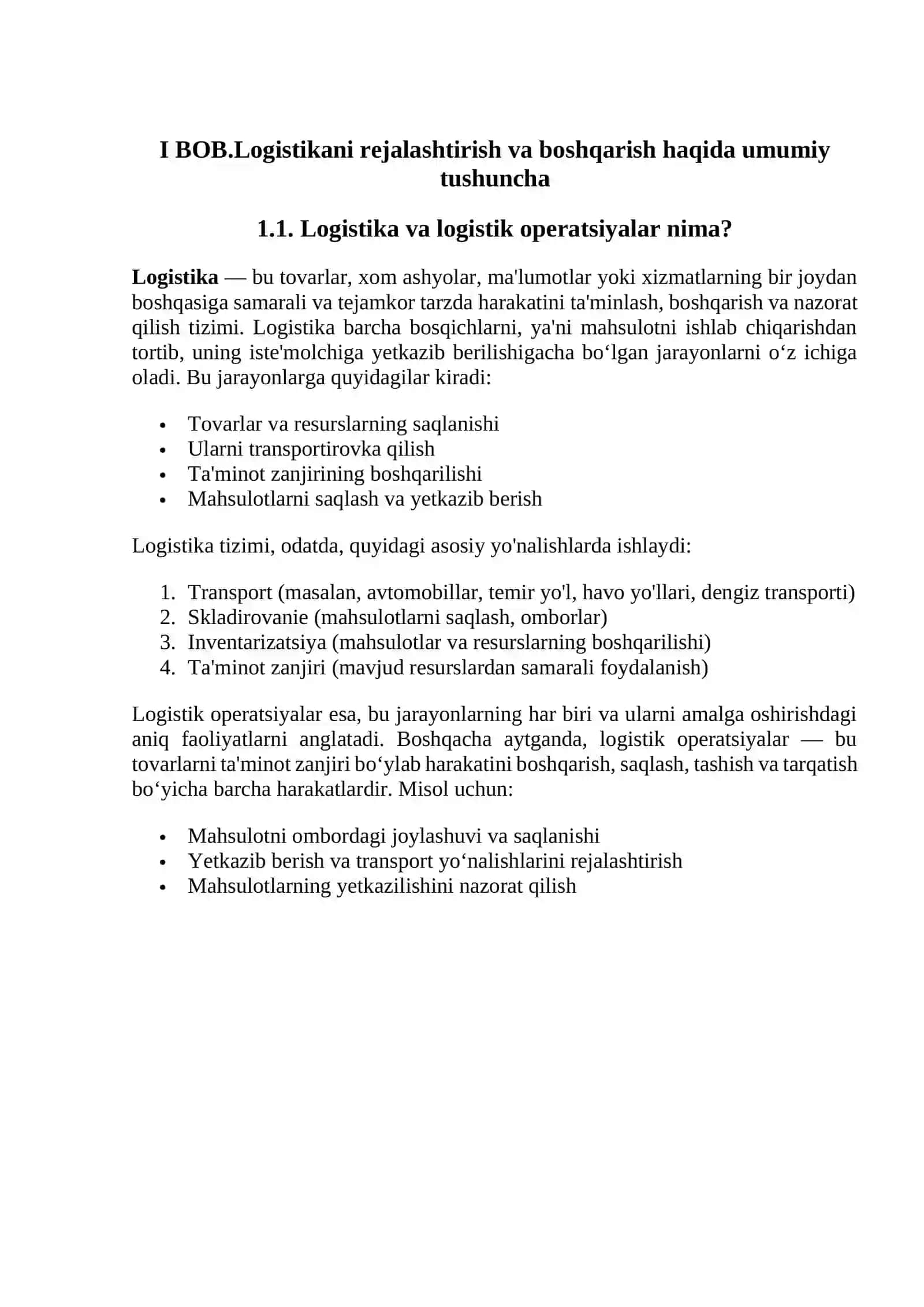 Logistikani rejalashtirish va boshqarish 3