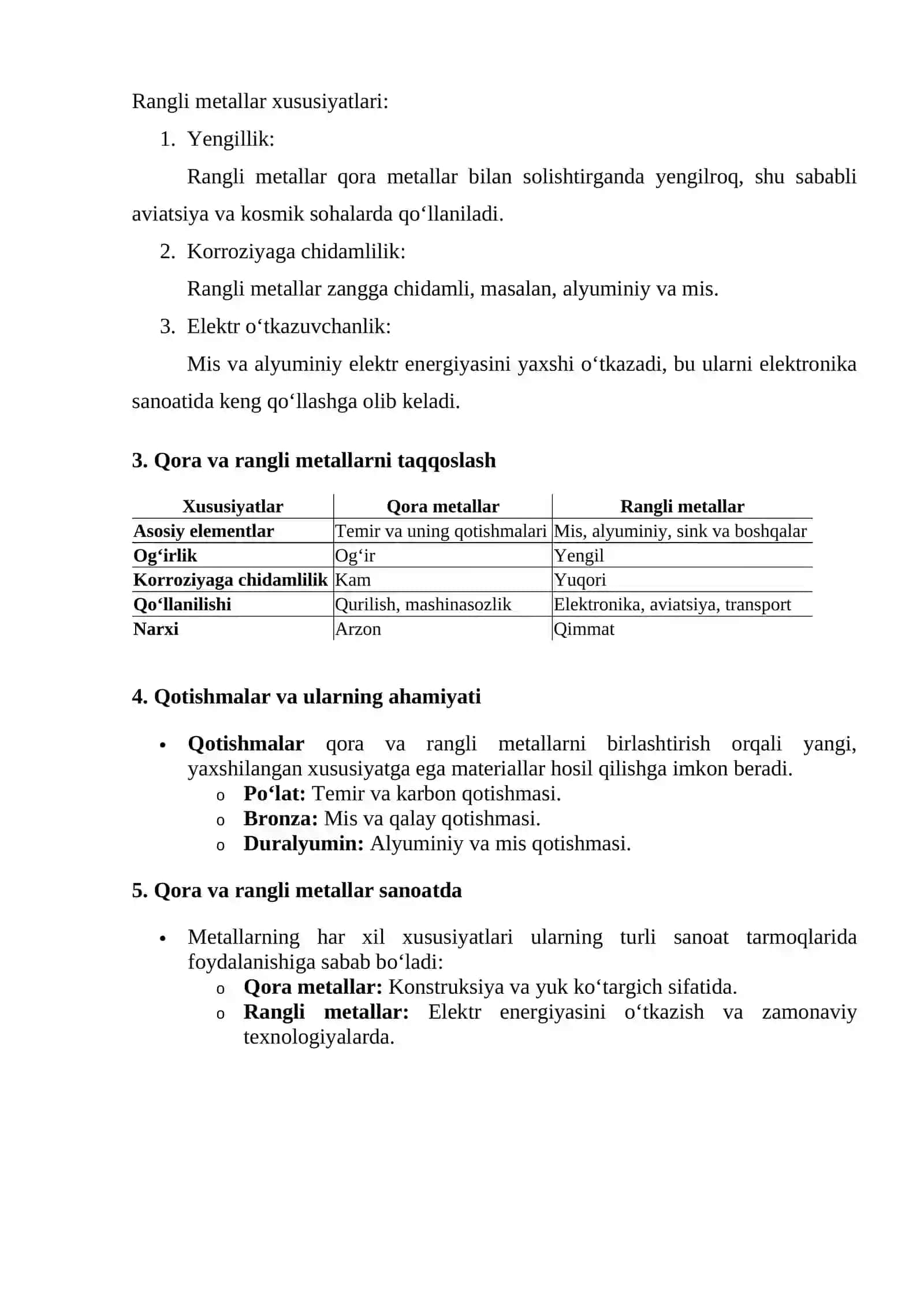 Qora va rangli metallarni o'rganish 3