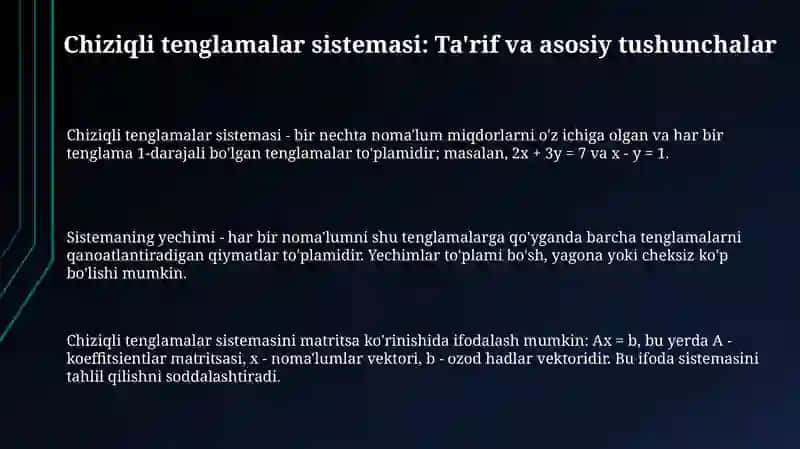 Chiziqli tenglamalar sistemasi 3