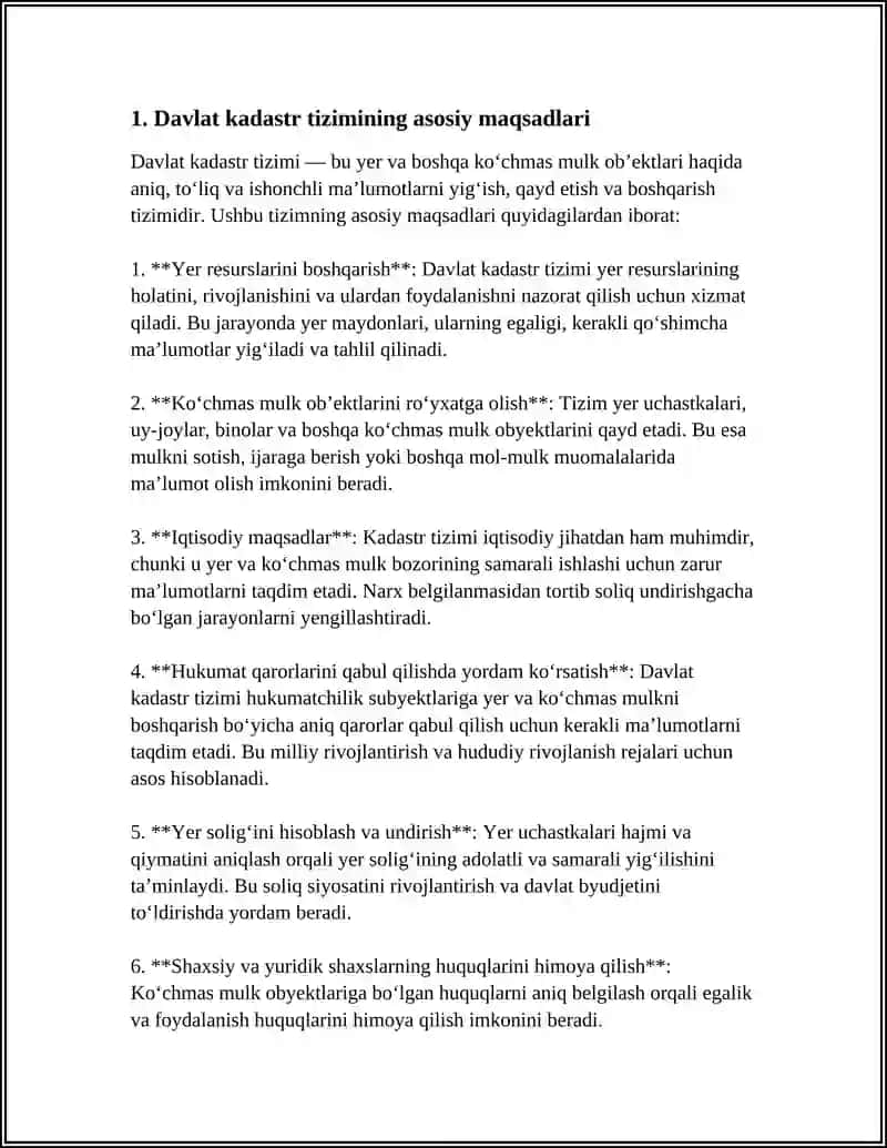 DAVLAT KADASTRINI YAGONA TIZIMINI YARATISH 3