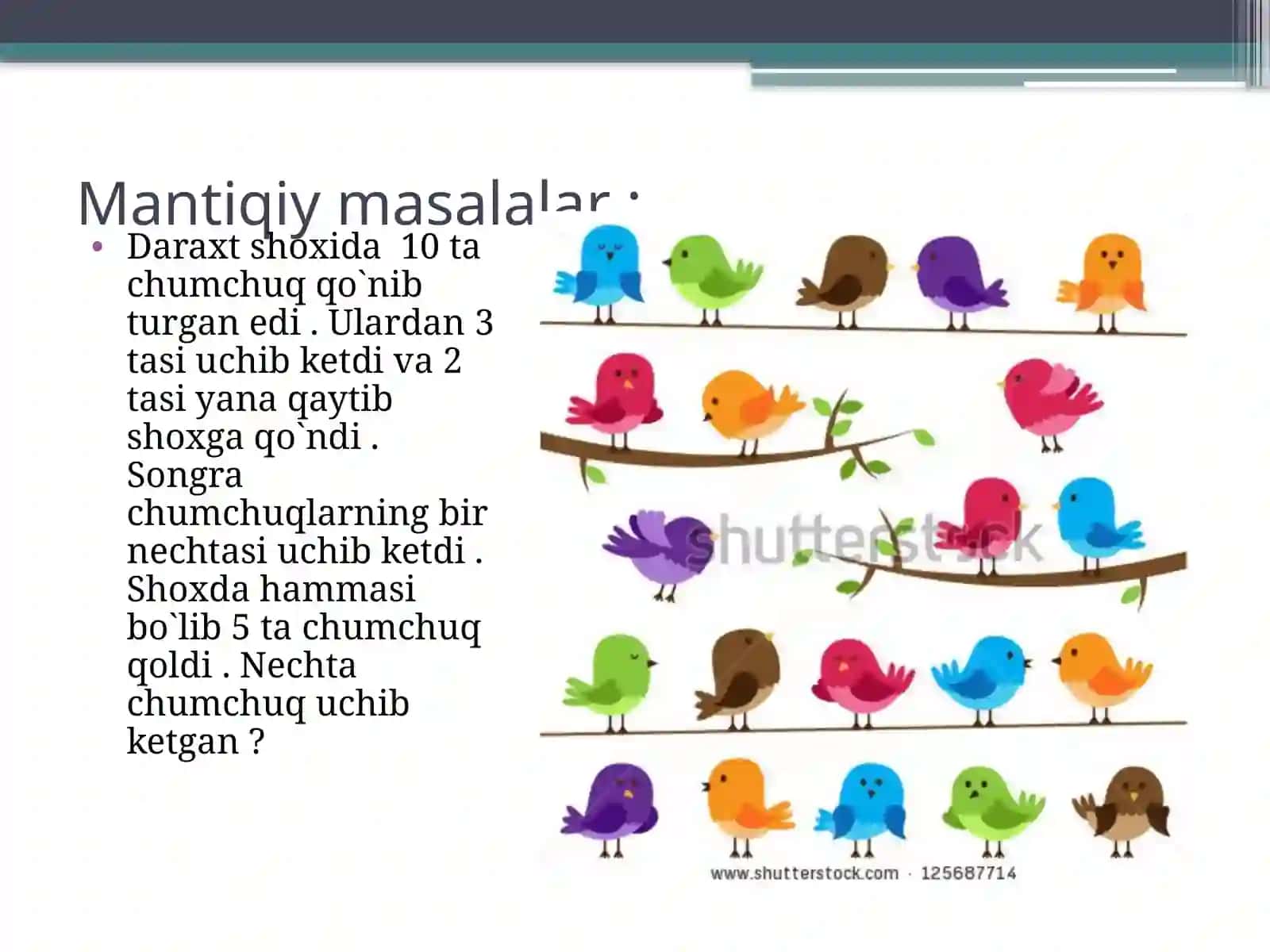 Mantiqiy masala Kimga nima yetishmaydi? 3