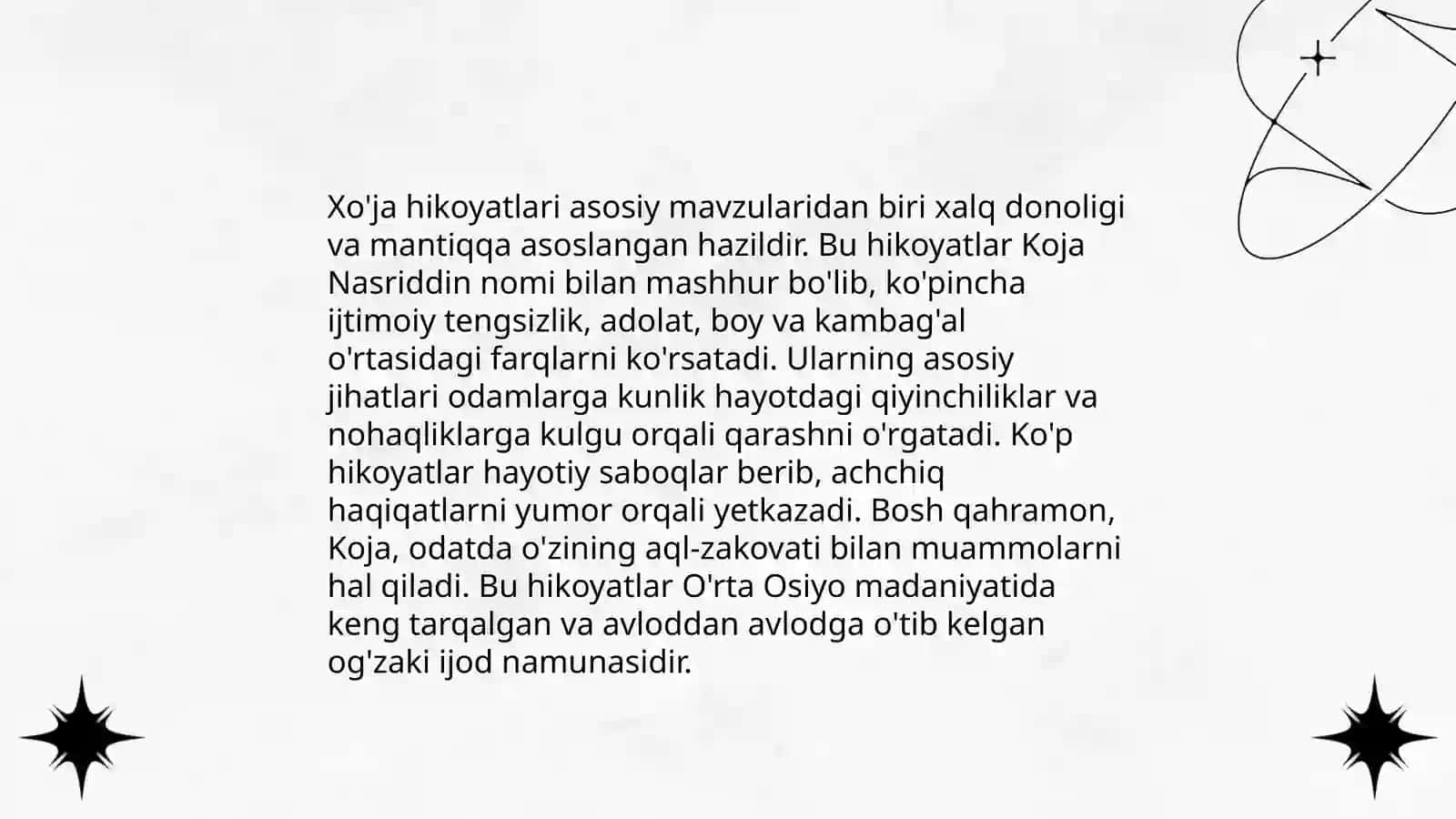 Xoja hikoyatlari tahlili 3