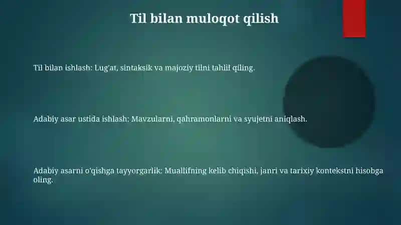 Adabiy asar ustida ishlash 3
