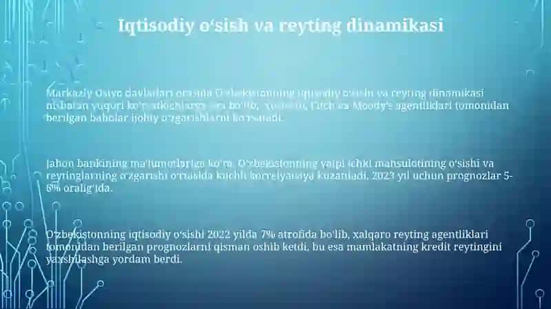 O'zbekistonning xalqaro maydonda moliyaviy reytinglari 3