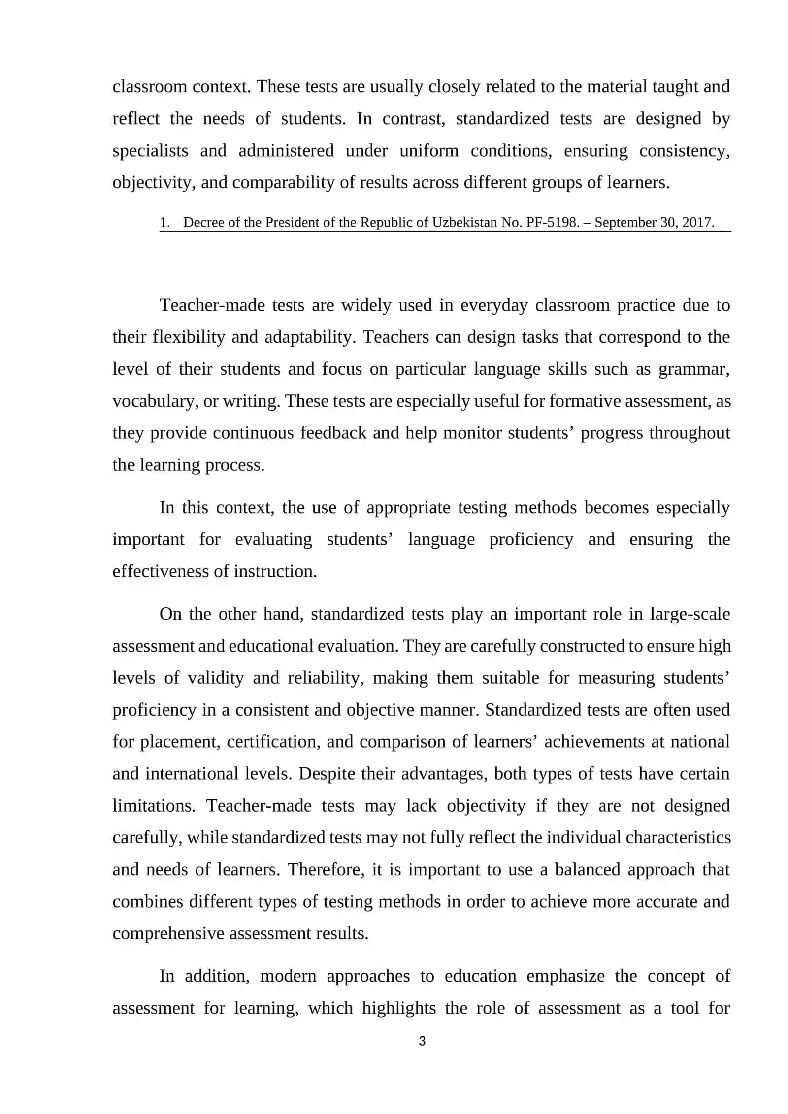 TEACHER-MADE AND STANDARDIZED TESTS AS AN ASSESSMENT TOOL 3