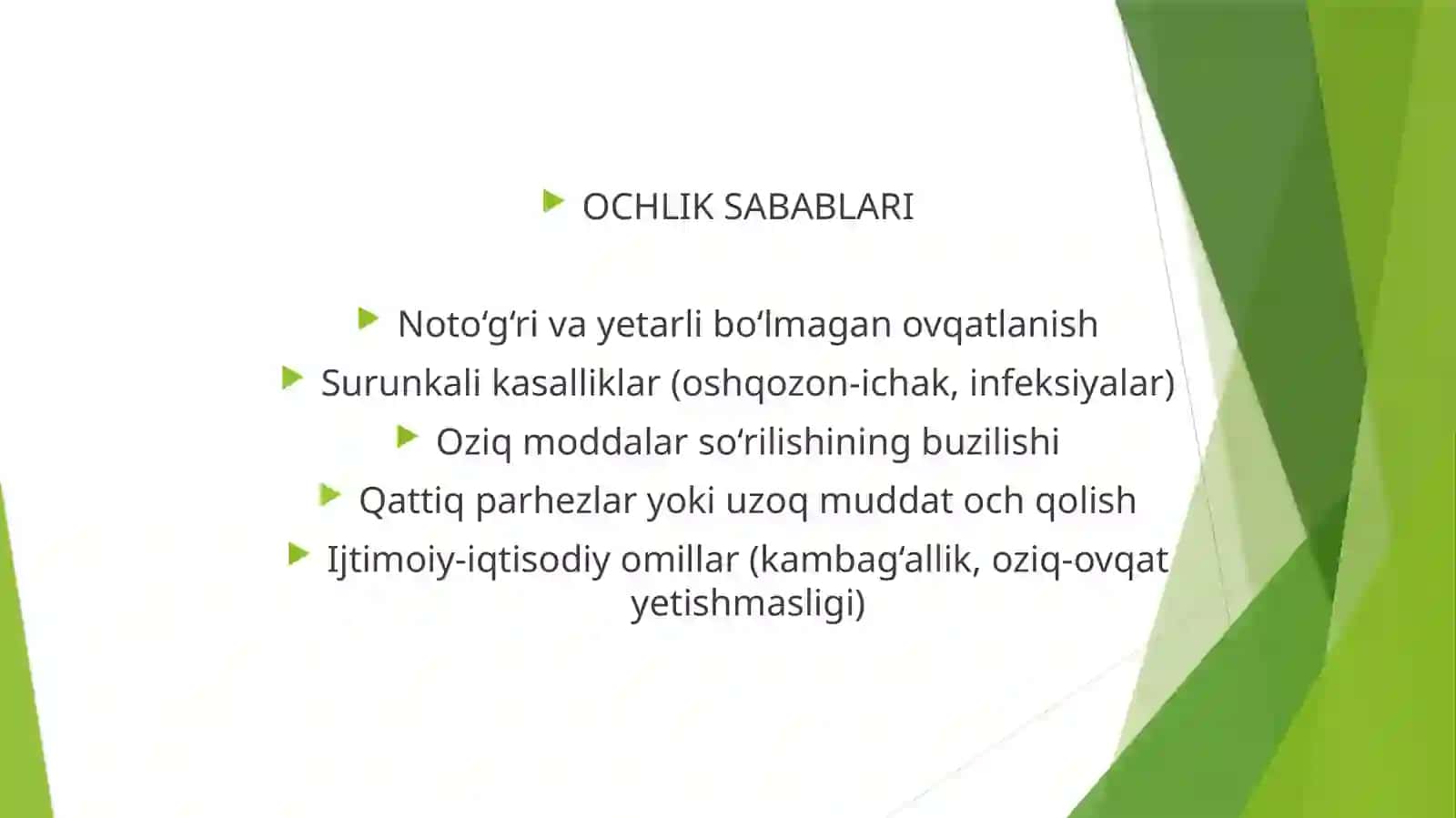 Toʻliq va toʻliq boʻlmagan ochlik 3