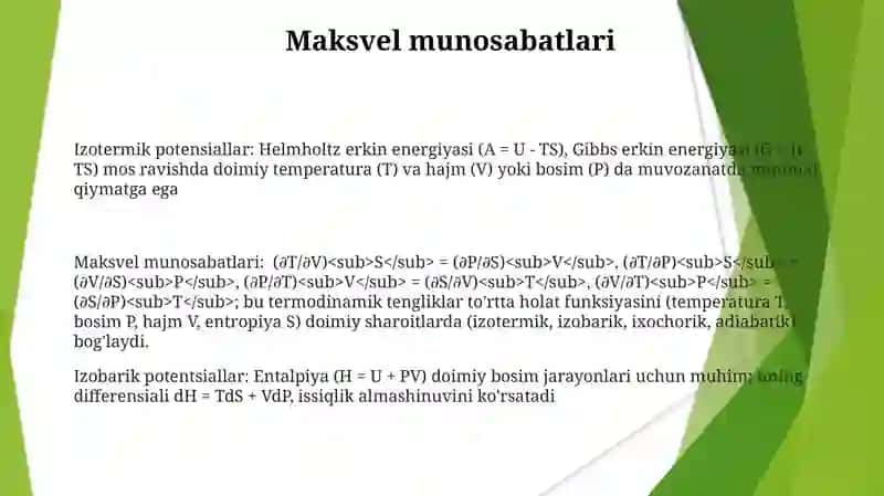 Izotermik va izobarik potensiallar 3