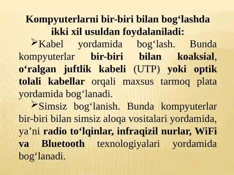 Tarmoqlangan axborot texnologiyalari va Internet xizmatlari 3